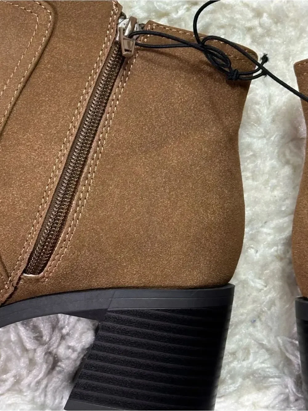 a.n.a Brown Suede-Look Ankle Booties with Buckle Accent
